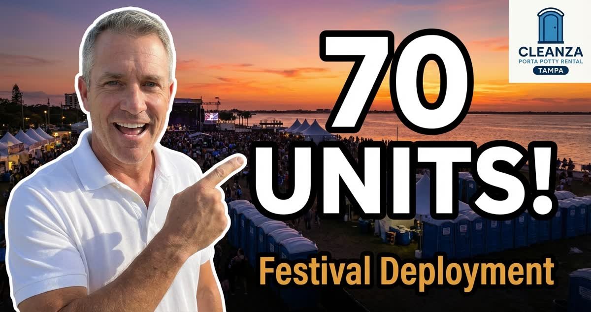 Portable restroom units deployed along Bayshore Boulevard for a large waterfront festival in Tampa